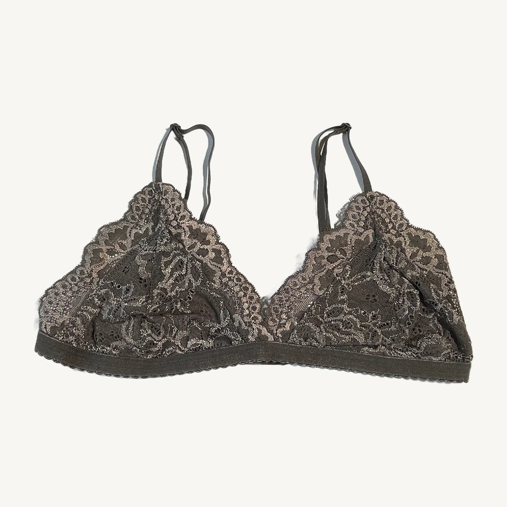 Talula Deep Grey Lace Triangle Bralette Size Medium